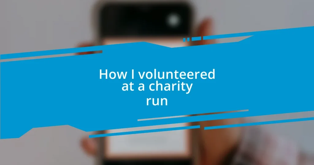 How I volunteered at a charity run